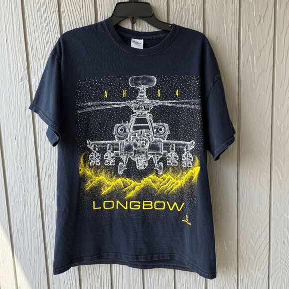 1990 AH-64 Apache Longbow Helicopter Double-Sided Tee, Sz L - Picture 1 of 10